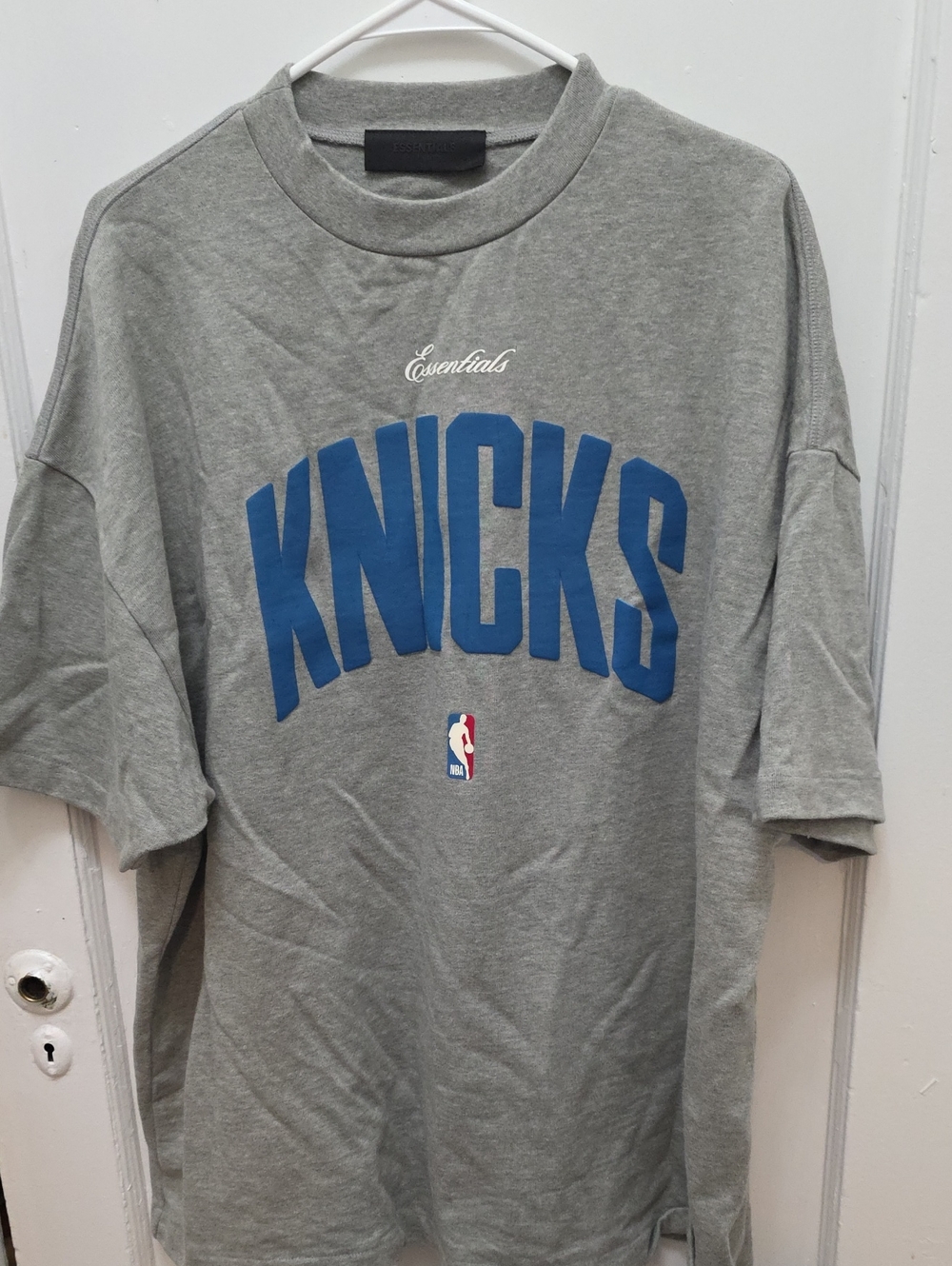 Essentials Gray Tee with Blue KNICKS Graphic